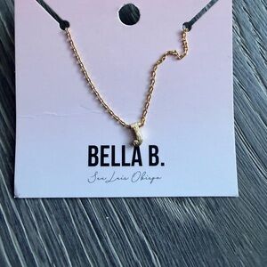 Gold Initial Charm Necklace "J"